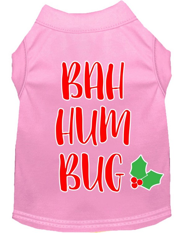 Bah Humbug Screen Print Dog Shirt Light Pink XS